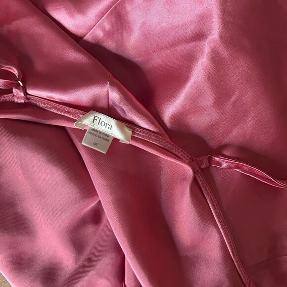 Flora Pink Satin Lingerie Sexy Nightgown Size Large - Picture 6 of 6